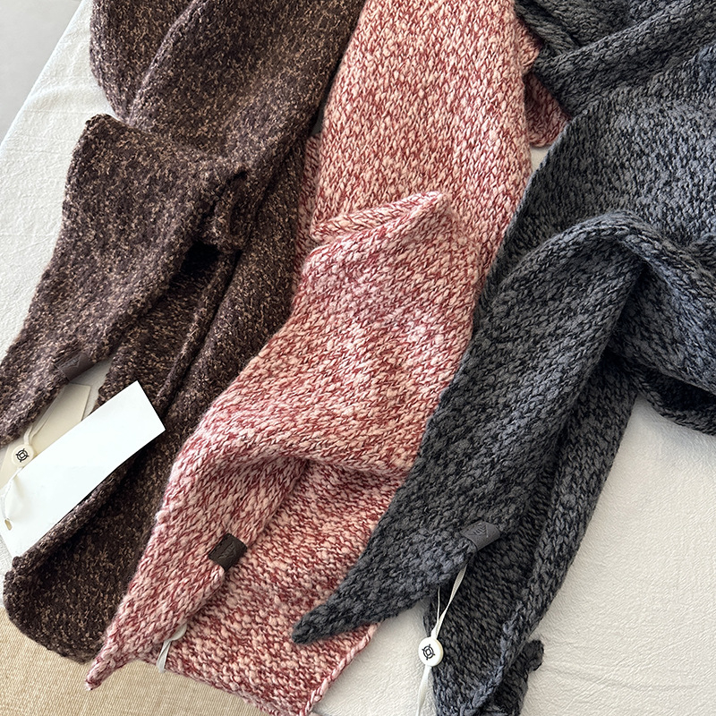 Триъгълен вълнен шал, плетен, точкова шарка, запазва топлината, за зима и есен
