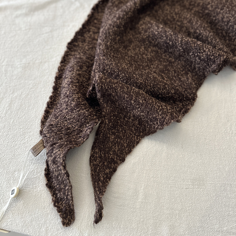 Триъгълен вълнен шал, плетен, точкова шарка, запазва топлината, за зима и есен