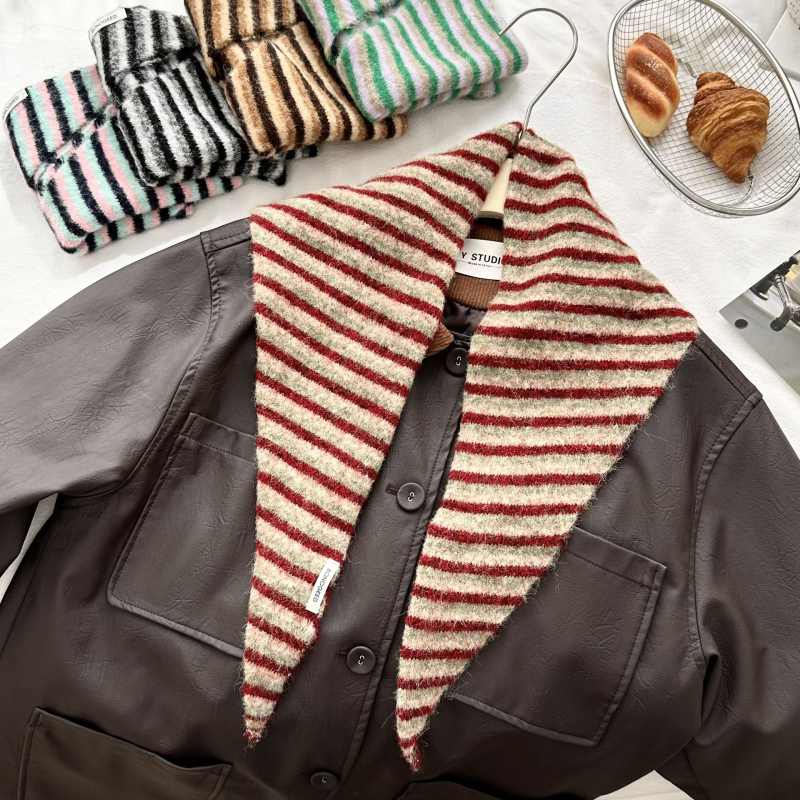 Женски плетен шал за врата, райета, полиестер, жакардова тъкан, за всички сезони