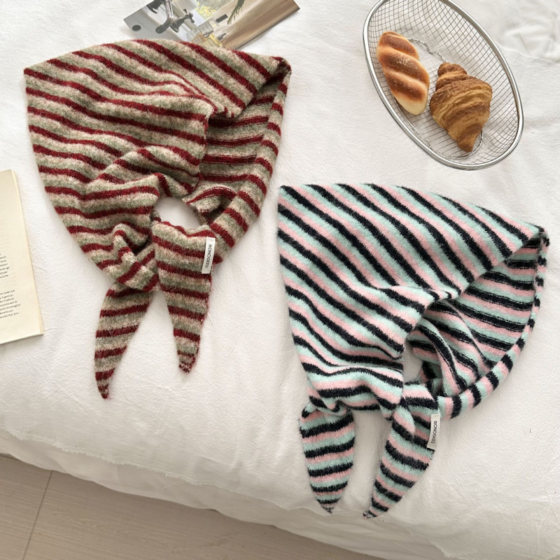 Женски плетен шал за врата, райета, полиестер, жакардова тъкан, за всички сезони