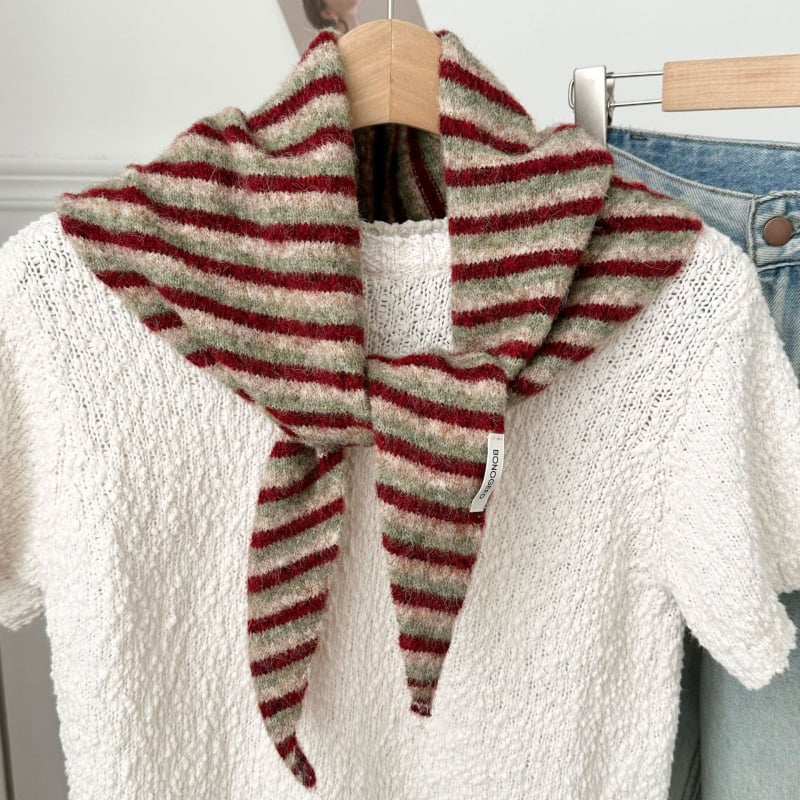 Женски плетен шал за врата, райета, полиестер, жакардова тъкан, за всички сезони