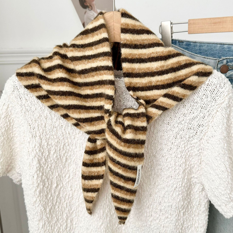 Женски плетен шал за врата, райета, полиестер, жакардова тъкан, за всички сезони