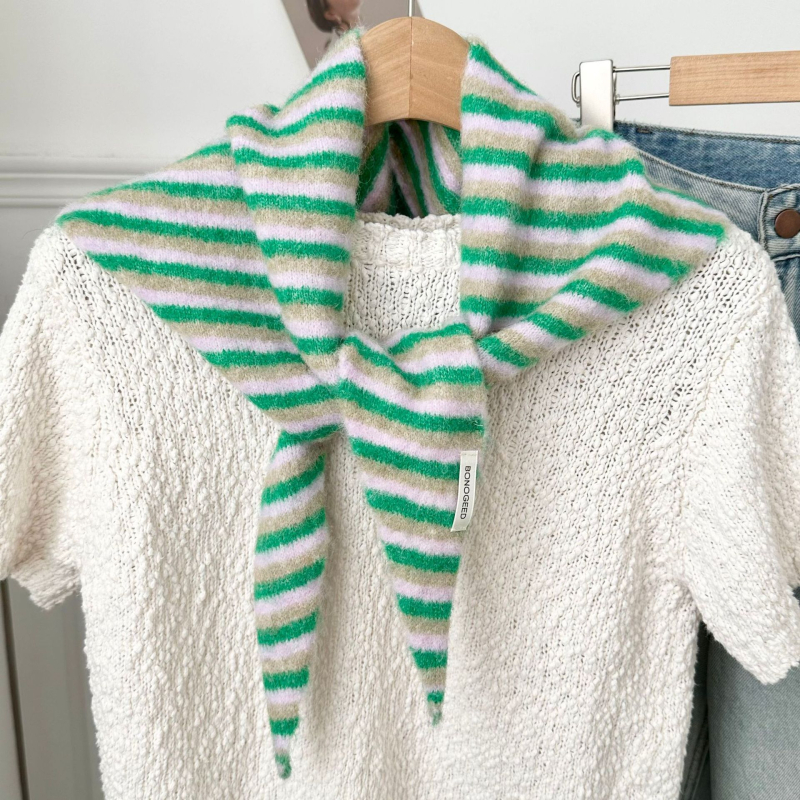 Женски плетен шал за врата, райета, полиестер, жакардова тъкан, за всички сезони