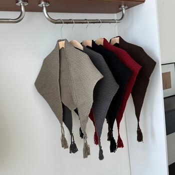 Ženski trokutasti šal od vunene smjese, warp knitting tehnika, jednobojni uzorak