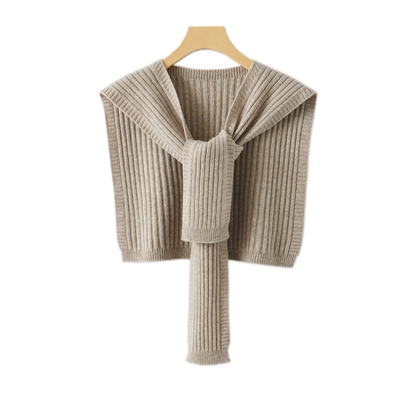 Ženski vuneni pleteni šal, japansko-korejski sladak stil, monohromatski uzorak, udio vune ≥96%, zadržava toplinu