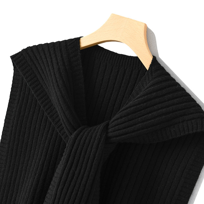 Ženski vuneni pleteni šal, japansko-korejski sladak stil, monohromatski uzorak, udio vune ≥96%, zadržava toplinu