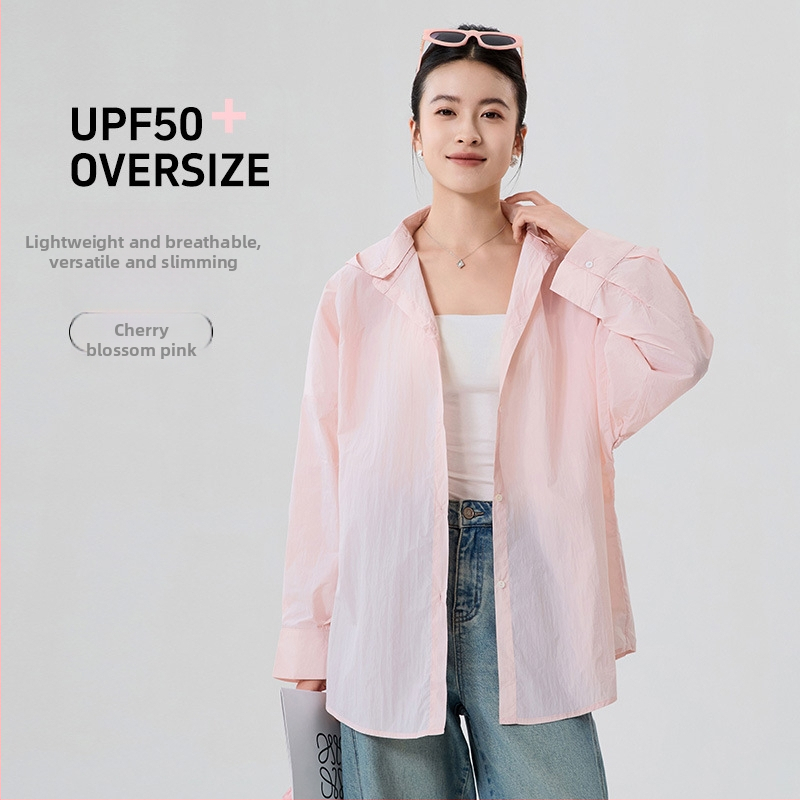 Dámska blúza s UV ochranou, ľahká letná košeľa-blejzer, voľný strih, dlhý rukáv, Nylon 95%+, UPF50+