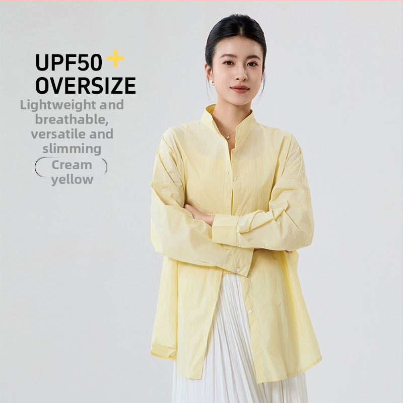 Dámska blúza s UV ochranou, ľahká letná košeľa-blejzer, voľný strih, dlhý rukáv, Nylon 95%+, UPF50+