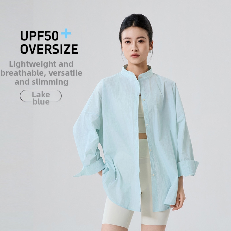 Dámska blúza s UV ochranou, ľahká letná košeľa-blejzer, voľný strih, dlhý rukáv, Nylon 95%+, UPF50+