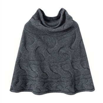 Κασμίρινος μανδύας με κουκούλα - Πλεκτός, Μονόχρωμο σχέδιο, Διατηρεί τη θερμότητα, Χειμώνας 2025