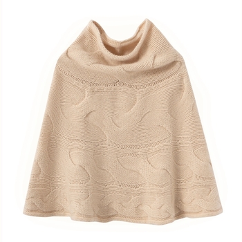 Κασμίρινος μανδύας με κουκούλα - Πλεκτός, Μονόχρωμο σχέδιο, Διατηρεί τη θερμότητα, Χειμώνας 2025