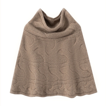 Κασμίρινος μανδύας με κουκούλα - Πλεκτός, Μονόχρωμο σχέδιο, Διατηρεί τη θερμότητα, Χειμώνας 2025