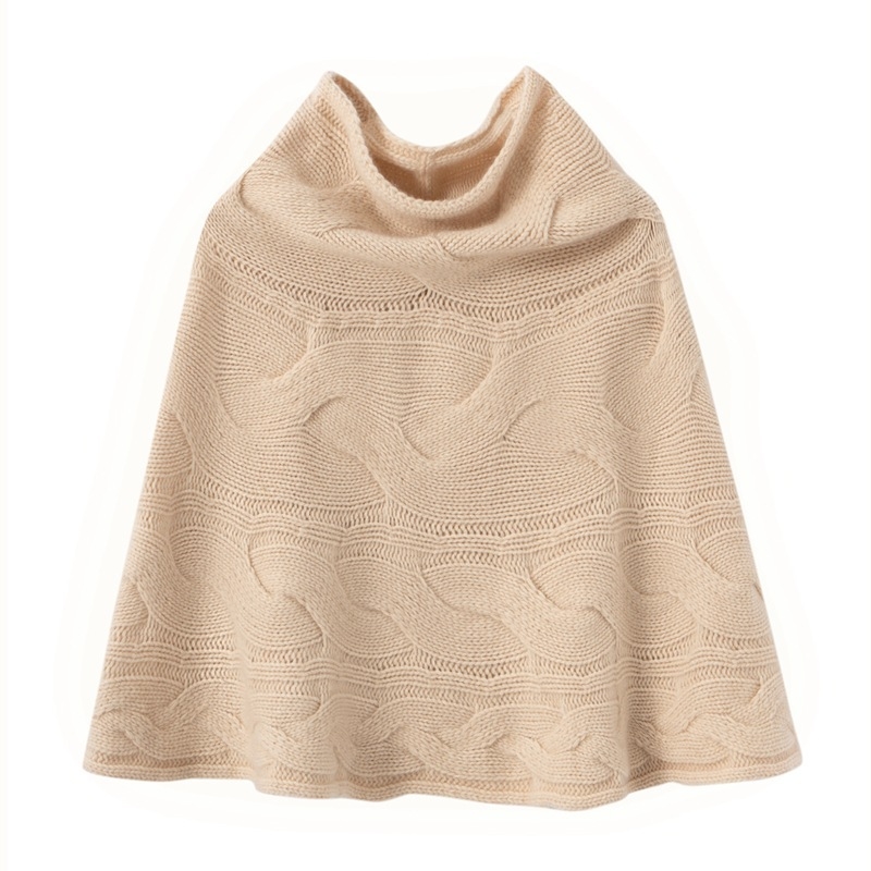 Κασμίρινος μανδύας με κουκούλα - Πλεκτός, Μονόχρωμο σχέδιο, Διατηρεί τη θερμότητα, Χειμώνας 2025