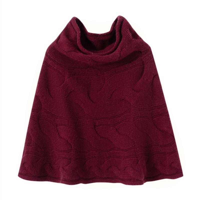 Κασμίρινος μανδύας με κουκούλα - Πλεκτός, Μονόχρωμο σχέδιο, Διατηρεί τη θερμότητα, Χειμώνας 2025