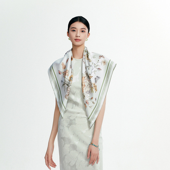 100% коприна Мулберри квадратен шал, оригинален дизайн, произход Ханджоу, есен 2025
