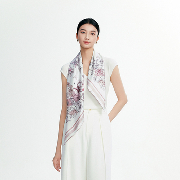 100% коприна Мулберри квадратен шал, оригинален дизайн, произход Ханджоу, есен 2025