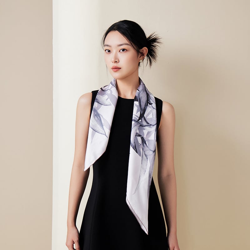 100% коприна Мулберри квадратен шал, оригинален дизайн, произход Ханджоу, есен 2025