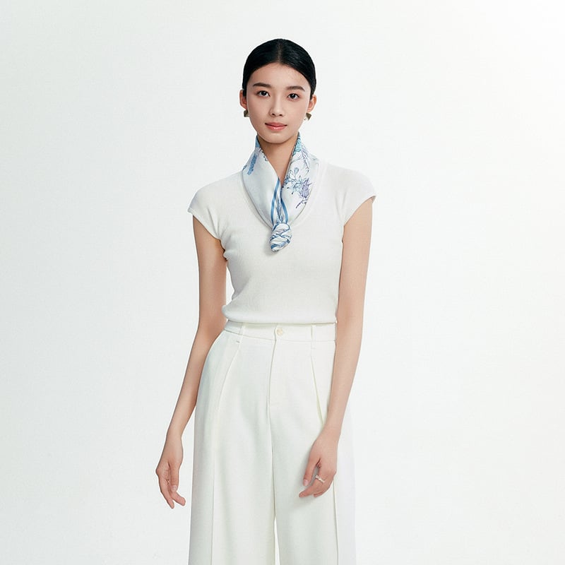 100% коприна Мулберри квадратен шал, оригинален дизайн, произход Ханджоу, есен 2025