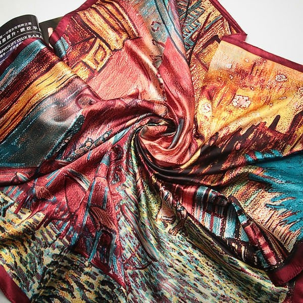 Ženski svileni šal - Cvjetni uzorak, sintetička svila, Jacquard tkanje, dekorativna funkcija, prilagodljivo