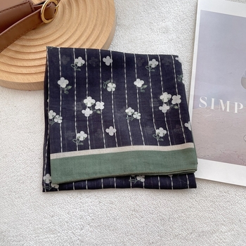 Pamut satin négyszögletes sál, warp-öltéses, retro irodalmi stílus, nyakkendő, 2025 őszén debütál