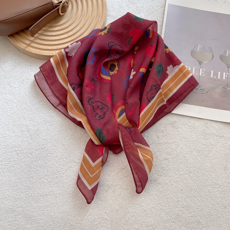 Pamut satin négyszögletes sál, warp-öltéses, retro irodalmi stílus, nyakkendő, 2025 őszén debütál