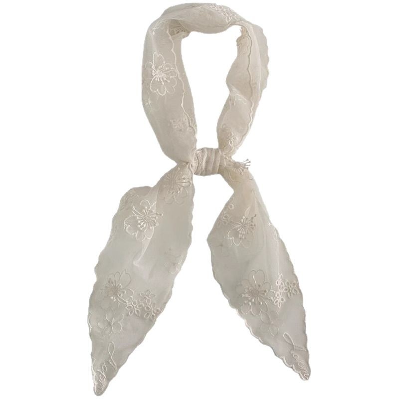 Női hosszú poliészter sál hímzéssel, warp knitting technikával, friss és édes stílusban (Spring 2025 megjelenés; warp knitting; poliészter; hímzés)