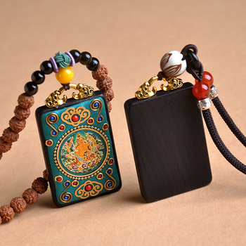 Roku darīta budistu kaklarota ar koka kulonu, santalkoks, virves Bodhi ķēde, universāls garums