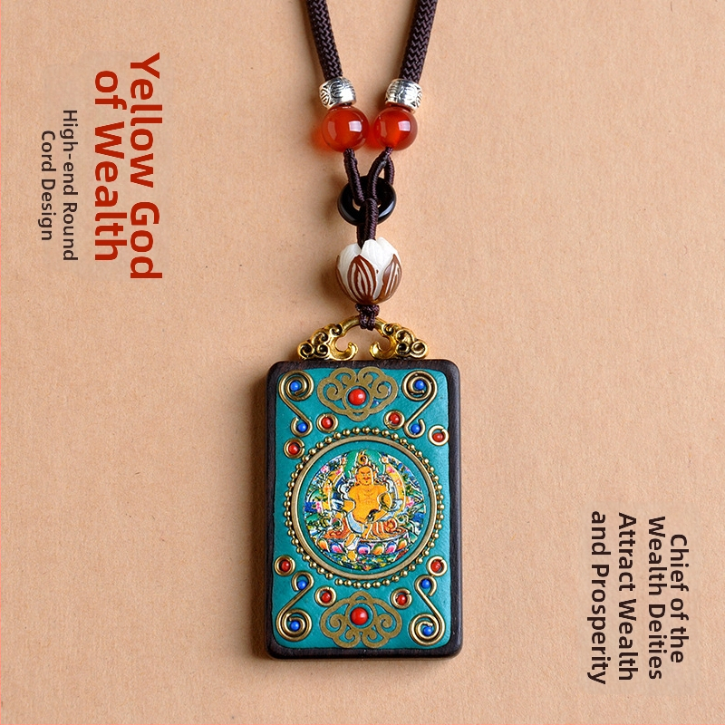 Roku darīta budistu kaklarota ar koka kulonu, santalkoks, virves Bodhi ķēde, universāls garums