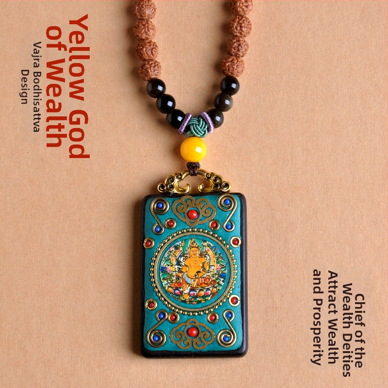 Roku darīta budistu kaklarota ar koka kulonu, santalkoks, virves Bodhi ķēde, universāls garums