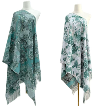 Ženski šal od imitacije kašmira, dvostrani cvjetni uzorak, warp-knit tkanje, jesenski stil