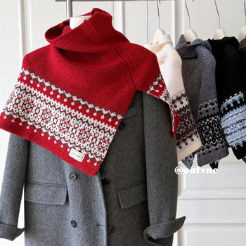 Korea stiilis Fair Isle retro kootud cape naistele, sügis-talv, stiilne ja mitmekülgne välissall