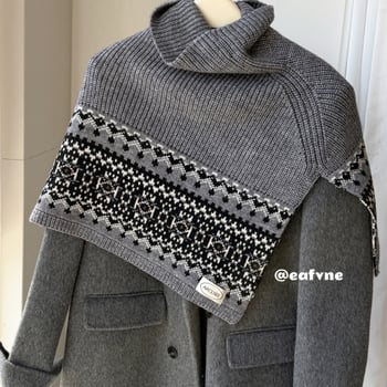 Korea stiilis Fair Isle retro kootud cape naistele, sügis-talv, stiilne ja mitmekülgne välissall