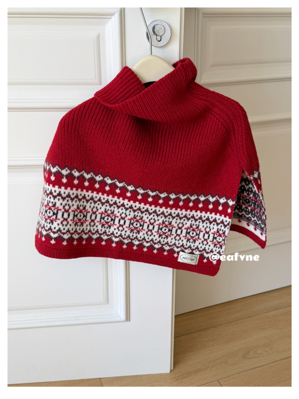 Korea stiilis Fair Isle retro kootud cape naistele, sügis-talv, stiilne ja mitmekülgne välissall