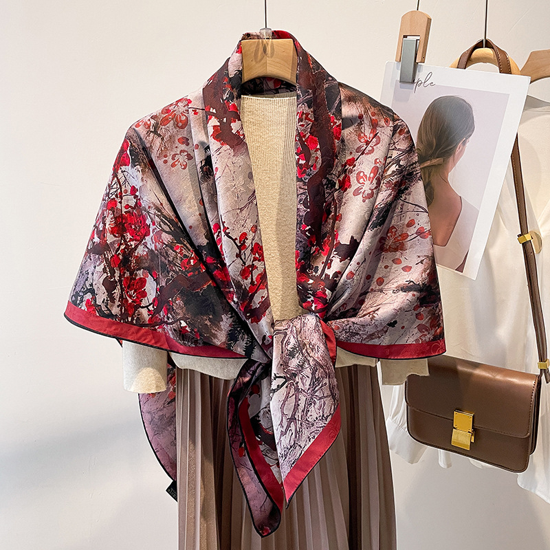 Ruutu sall retro rahvusliku stiili disainiga, lihtne kudumine, soe ja päikesekaitse, polüestrikanga, jacquard ja digitaalse trükiga