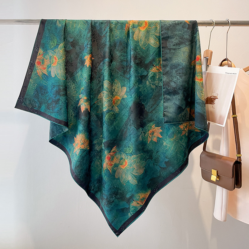 Ruutu sall retro rahvusliku stiili disainiga, lihtne kudumine, soe ja päikesekaitse, polüestrikanga, jacquard ja digitaalse trükiga