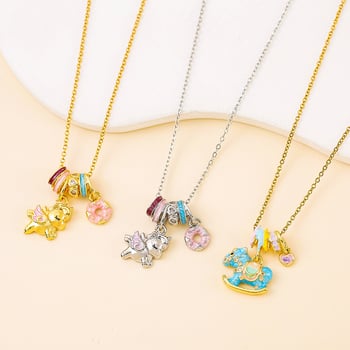 Női nyaklánc zománcozott hintalóval, magas színvonalú minimalist dizájn, 304 rozsdamentes acél, réz medál, vákuum bevonat, O-lánc