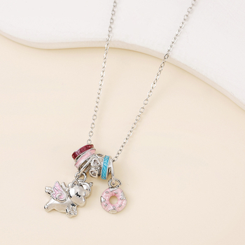 Női nyaklánc zománcozott hintalóval, magas színvonalú minimalist dizájn, 304 rozsdamentes acél, réz medál, vákuum bevonat, O-lánc