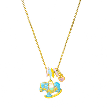 Női nyaklánc zománcozott hintalóval, magas színvonalú minimalist dizájn, 304 rozsdamentes acél, réz medál, vákuum bevonat, O-lánc