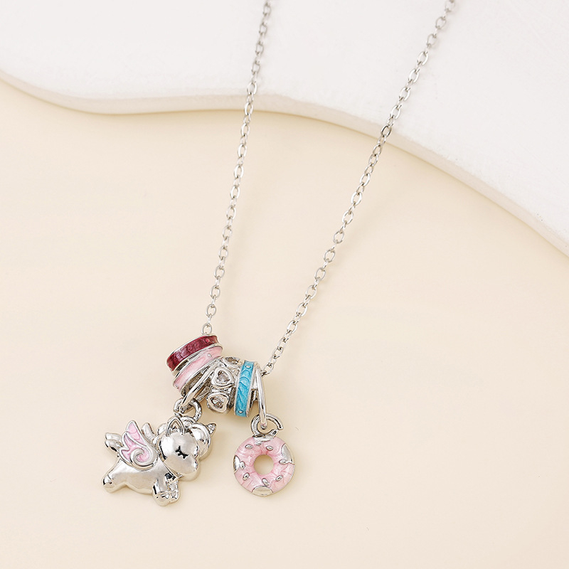 Női nyaklánc zománcozott hintalóval, magas színvonalú minimalist dizájn, 304 rozsdamentes acél, réz medál, vákuum bevonat, O-lánc