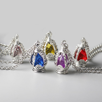 Cosplay nyaklánc készlet kis kör alakú lélek-kő medállal és szellemmag gyűrűvel, ötvözet, elektrolitikus bevonat, TLZY márka, Yiwu eredet, szabályos lánc