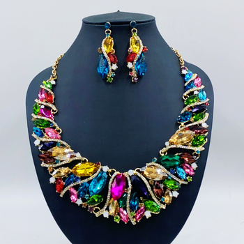 Ötvözetből készült fülbevaló és nyaklánc szett elektropácolással, O-gyűrű lánccal, Guangzhou, 2023 tavasz, nőknek