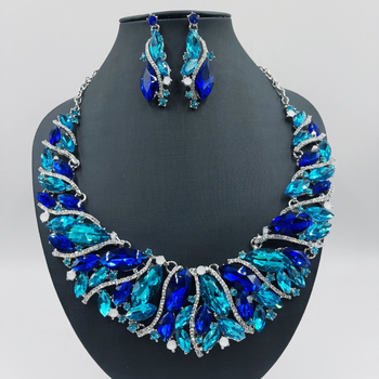 Ötvözetből készült fülbevaló és nyaklánc szett elektropácolással, O-gyűrű lánccal, Guangzhou, 2023 tavasz, nőknek