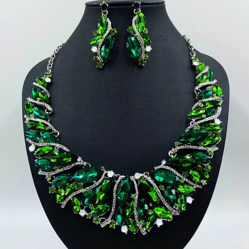 Ötvözetből készült fülbevaló és nyaklánc szett elektropácolással, O-gyűrű lánccal, Guangzhou, 2023 tavasz, nőknek