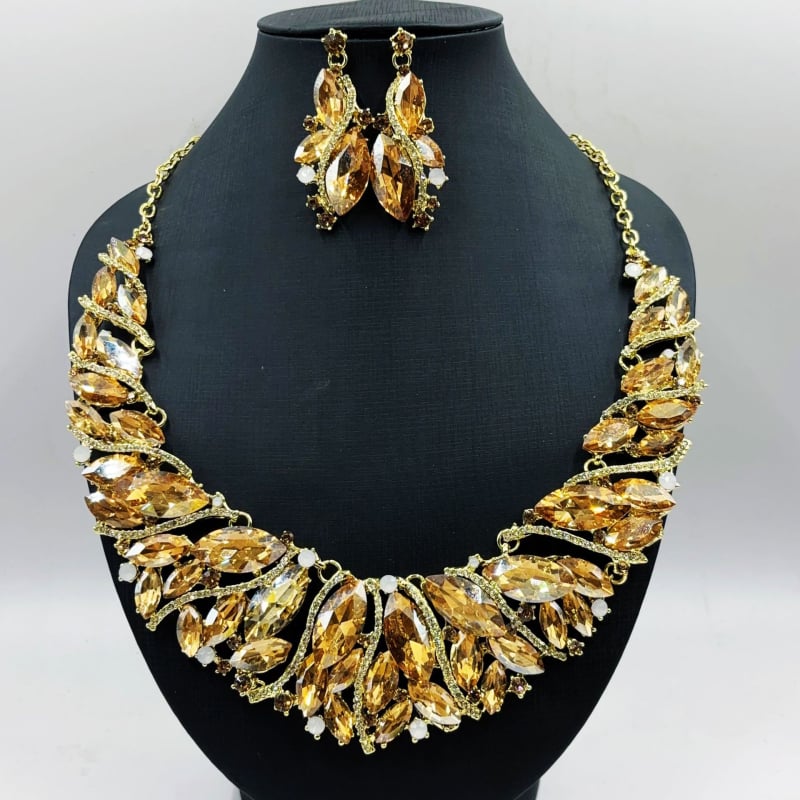 Ötvözetből készült fülbevaló és nyaklánc szett elektropácolással, O-gyűrű lánccal, Guangzhou, 2023 tavasz, nőknek