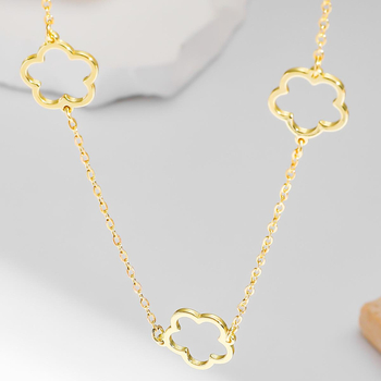 Ötlevelű lóhere ékszerszett — ötvözet fülbevalók, nyaklánc és karkötő, virágmintás, O-lánccal, friss és édes stílus