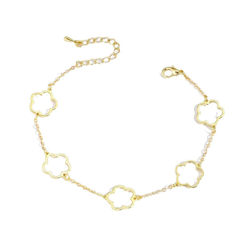 Ötlevelű lóhere ékszerszett — ötvözet fülbevalók, nyaklánc és karkötő, virágmintás, O-lánccal, friss és édes stílus