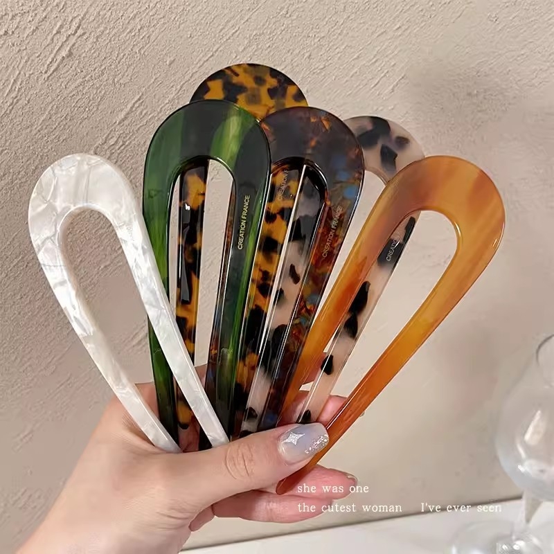 U alakú hajcsat ecetsavból, koreai stílus, egyszerű, modern, elegáns fejfedő, önálló csomagolás, testreszabás elérhető