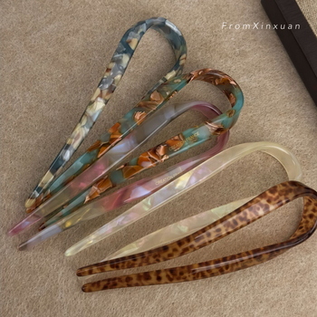 Maca Baka acetatna spona za kosu U‑oblik, korejski stil, prilagodljiva, Zima 2023