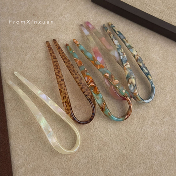 Maca Baka acetatna spona za kosu U‑oblik, korejski stil, prilagodljiva, Zima 2023