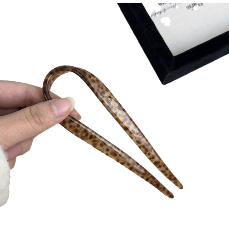 Maca Baka acetatna spona za kosu U‑oblik, korejski stil, prilagodljiva, Zima 2023